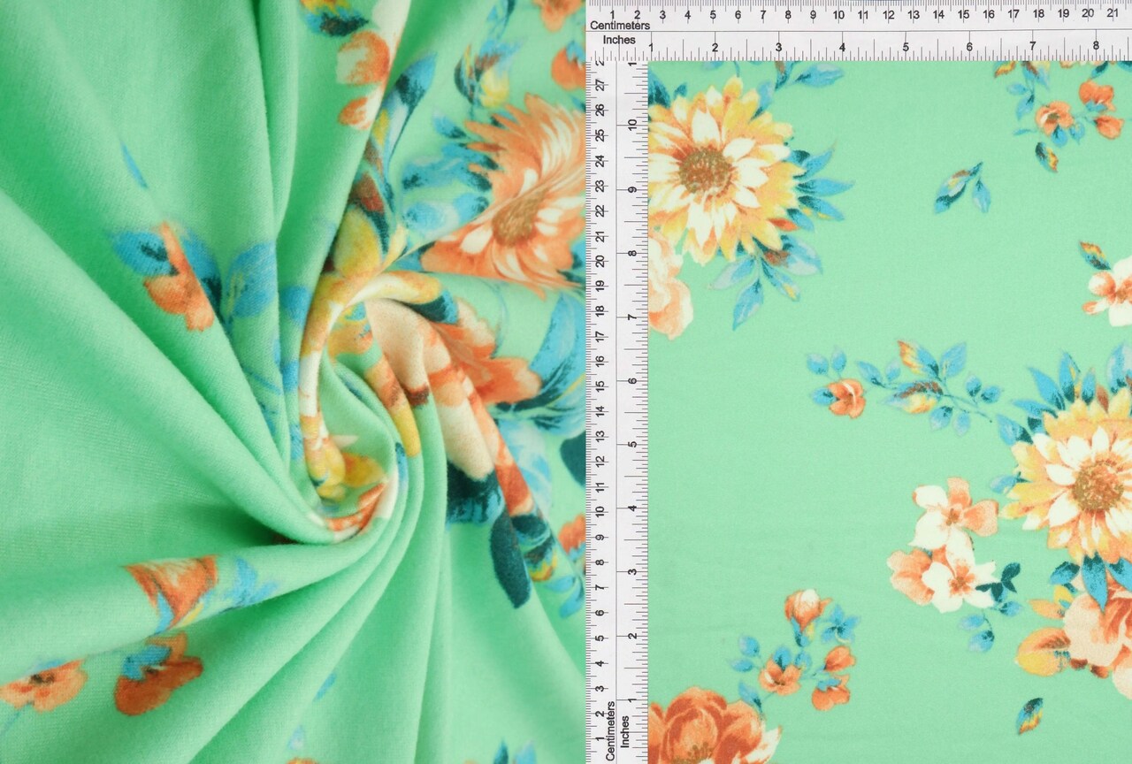 1 Yard Brushed DTY Floral Print Knit Fabric 58/60 Inches Wide